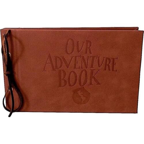 LINKEDWIN Debossed Our Adventure Book, Leatherette Covers with Genuine Leather Strip Bind