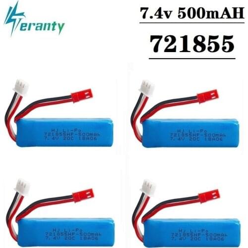 2PCS 4PCS 7.4V 500mAh 752560 Lipo Battery for WLtoys A202 A212 A222 A232 A242 A252 4WD Remote control high speed toy cars