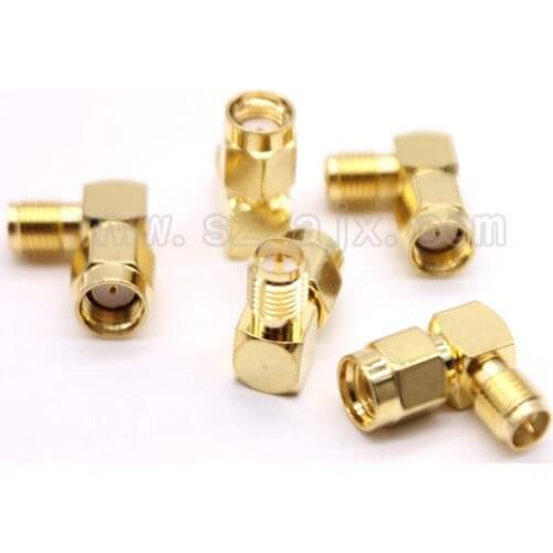 JX connector wholesale 100PCS SMA to SMA connector RP-SMA male to RP-SMA female 90 degree right angle adapter screw the needle