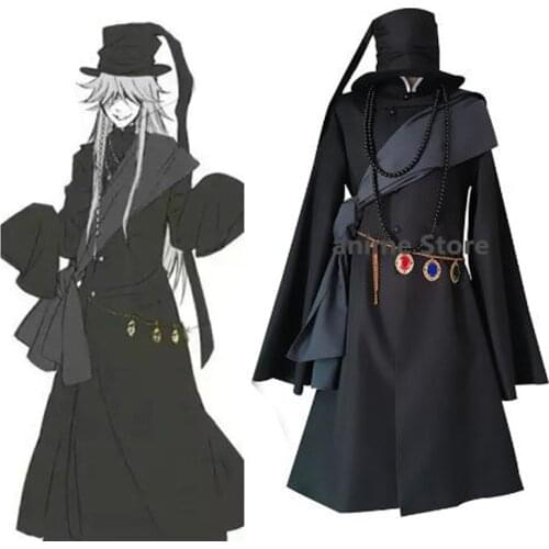 Anime Black Butler Cosplay Kuroshitsuji Undertaker Halloween Party Costume Full Set Uniform