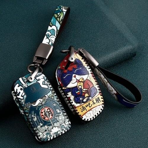 Leather Car Key Case Cover for MG MG6 ZS HS EV EZS EHS mg3 gs mg7 GT 2015 2016 2017 2018 2019 2020 Auto Accessories