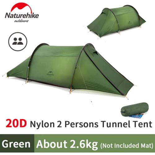 Naturehike YUNLU 20D Nylon Fabric 2 Persons Camping Tent Big Space Waterproof Double Layer Outdoor Travel Tunnel Tents