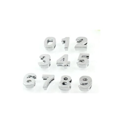 Wholesale 100pcs/lot 8mm 0 - 9 plain chrome number slide charm fit for 8mm key chains wristband
