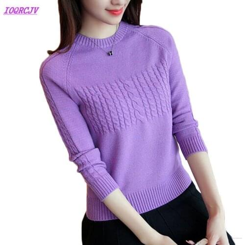 Autumn Women Sweaters Short O-neck Pullovers Casual Solid Female knitted Sweater Outerwear Winter Female Loose Jumper Tops W36