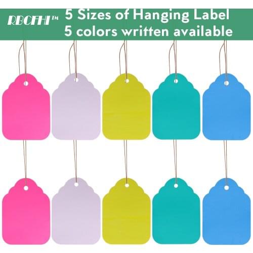 100PCS 5 Colors 5 Sizes of Plastic Hanging Garden Tags with String Line for Pot Herbs Waterproof Plant Label Markers Colorful