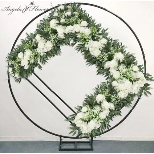 Custom Rose Gypsophila Willow Leaves Artificial Flowers Row Table Flower Runner Wedding Floral Arrangement Arch Backdrop Display