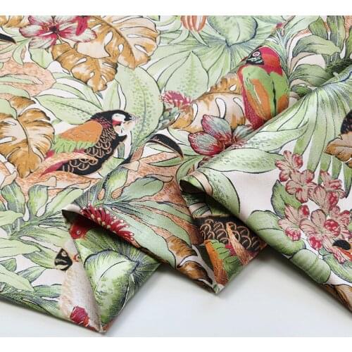 Parrot figure yarn-dyed Tang suit brocade cheongsam windbreaker jacquard new year clothing cotton-padded jacket suit fabric