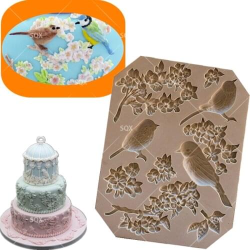 The Birds On The Branch Silicone Cake Mold Cupcake Alat Cetakan Silikon Cetakan Kue Cetakan Sabun Dapur Memasak SQ1770