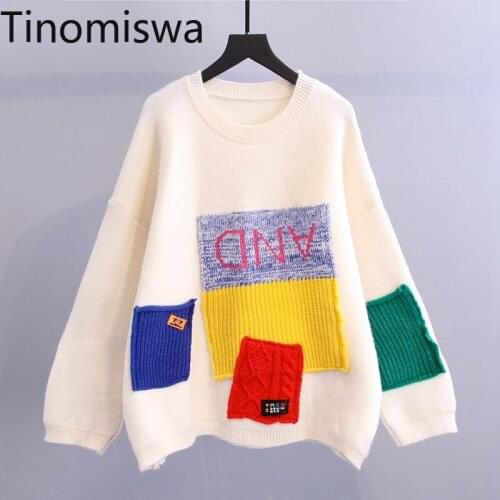 Tinomiswa Contrast Color Patchwork Pullover Jumpers O Neck Long Sleeve Korean Fashion Sweater Casual Loose Pull Femme Autumn New