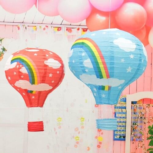 14''35cm Rainbow Hot Air Balloon Paper lanterns Hanging Lampion Bar decora Kids Birthday Party Wedding Decoration Party Supplies
