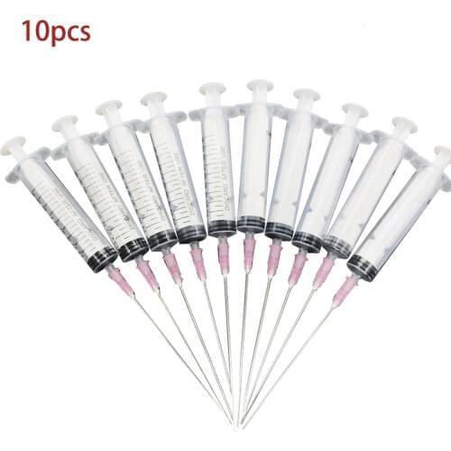 10CC Syringe Pump Ink Ink-pumping Air Long Needle Plastic Disposable Injector Ink Tool Accessories Tool