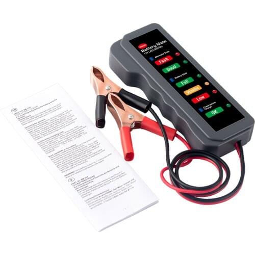 12V Car Battery Tester Digital Alternator Auto Battery Analyzer with 6 LED Lights Motorcycle Vehicle Battery Detector