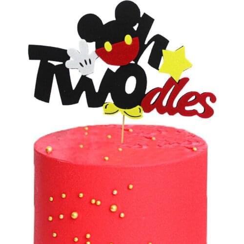Mickey Mouse Birthday Party Cake Decoration Non-woven Fabric Toppers Baby Shower Childrens Favor Supplies