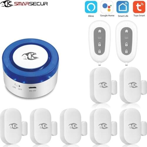 WiFi alarm Siren Home Security System smart life app control compatible with Alexa
