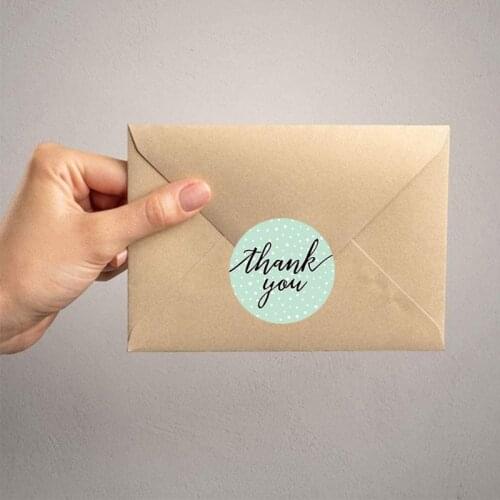 X3UC 100pcs 8 Styles Dot Thank You Stickers Seal for Small Shop Wedding Baking Envelope Stationery Label
