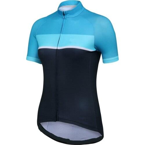 CUSROO 2021 Women Short-Sleeve Cycling Jersey Custom Made Ropa Ciclismo MTB Bike Uniform Cycle Shirt Cycling Jersey Light Blue