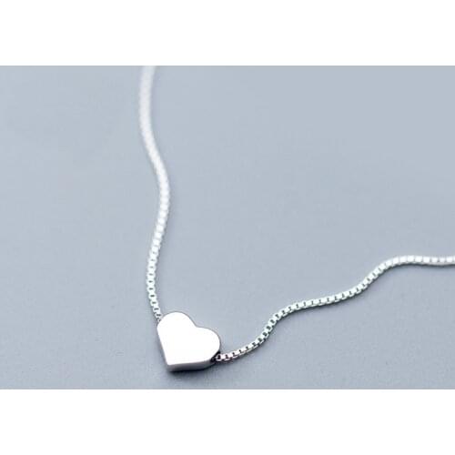 MloveAcc 925 Sterling Silver Love Heart Necklaces & Pendant Simple Luxury Necklaces for Women Fashion Jewelry Colar Bijoux