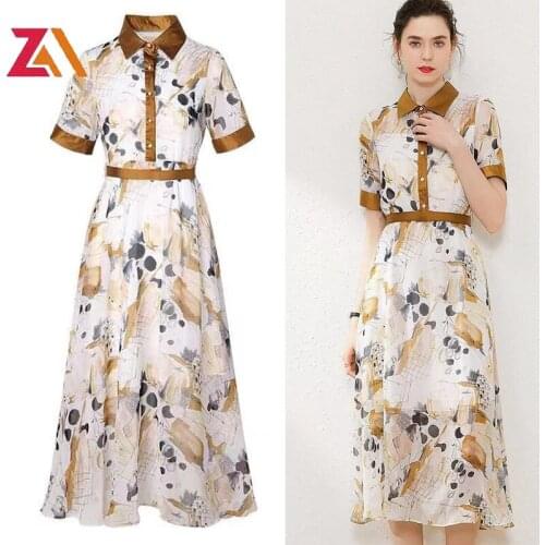 ZALady Plus Size Women Clothing Summer Dress 2021 Vintage Printed Short Sleeve Shirt Dresses Woman Retro Office Robe vestidos