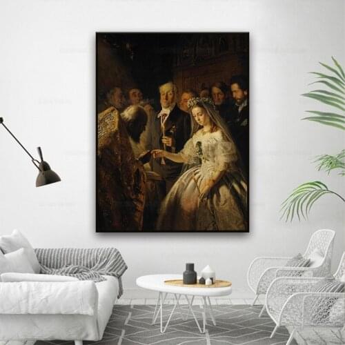 Russian Famous Paintings The Unequal Marriage by Vasily Pukirev Oil Painting Reproductions Print On Canvas Cuadros Decoration