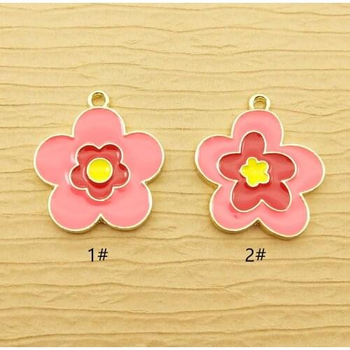 10pcs 20x24mm enamel flower charm for jewelry making and crafting fashion earring pendant cute necklace bracelet charms