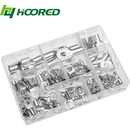 100Pcs 12Types Heavy Duty Lugs Battery Cable Tinned Copper Eyelets Tubular SC Ring Terminal Connectors Assortment Kit