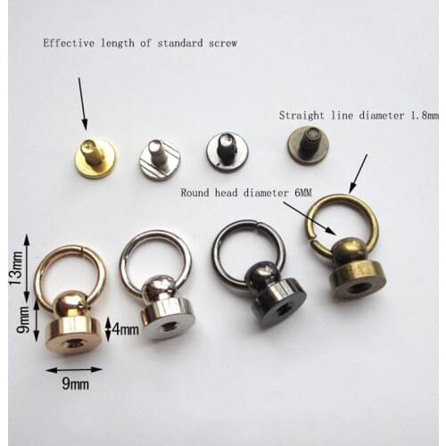 100 Pcs / Set Diameter 8MM DIY Strap Ring Rotating Monk Head Nipple Nail Size For Mobile Phone Shell Bag Leather Rivet