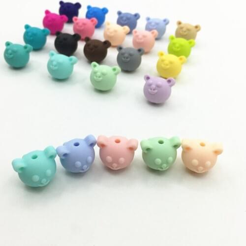 30pcs Silicone Bear beads Teether DIY Craft Baby Soother Nursing Food Grade Nursing Chewing bear Silicone Beads 19Colors