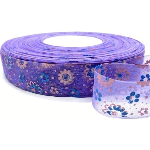 5Yards /Roll 25mm Printing Flower Organza Ribbons For Flower Gift Packing Wedding Decoration DIY Garment Accessories #10