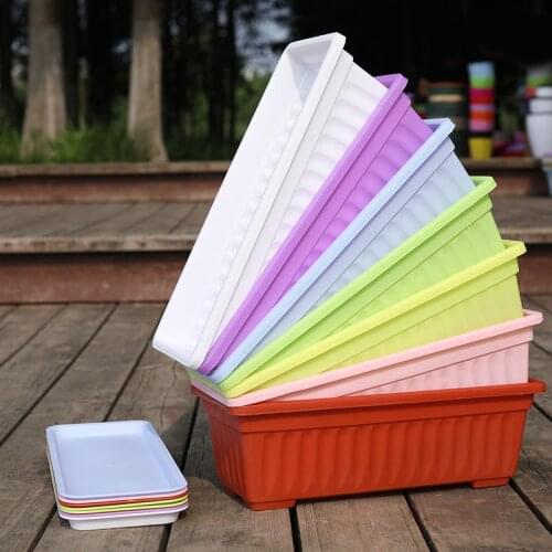 50x 21x 14cm Plastic Balcony Vegetable Troughs Planters Household Planting Boxes Rectangular Vegetable Pots with Tray Flower Pot