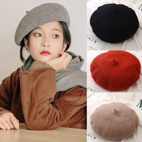 Fashion French Beret Caps For Women Girls Autumn Winter Berets Hats Trendy Street Style Plain Cap Wool Warm Women Hat