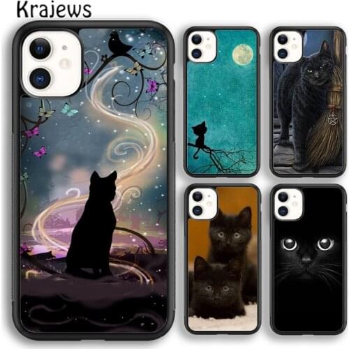 Krajews Black Cat Kitten Eye Amazing Animal Phone Case For iPhone 5 6s 7 8 plus X XR XS 11 12 pro max Samsung Galaxy S8 S9 S10