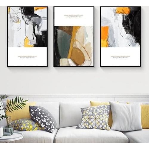 Spray Color Abstract Graffiti Landscape Yellow Stripe Texture Geometric Line Canvas Painting Wall Picture Poster Room Decoration