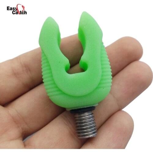 4pcs Luminous Green Silicone Fishing Rod Holder Telescopic Fishing Rod Support Stand Head Carp Fishing Accessories