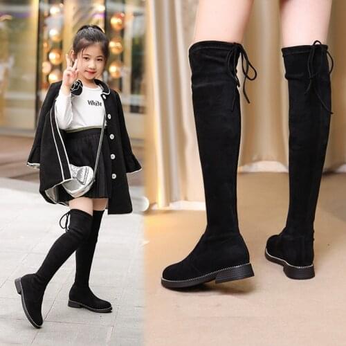 2020 Children Spring And Autumn Winter Over-the-knee Single Girls Their Boots Suede Childrens Princess Stretch Boots High Girls