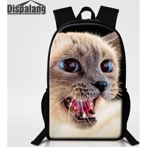 Dispalang Cat Animal Print Women School Bags For Teenage School Backpack For Students Bookbags Kids Rucksack Unisex Travel Bag