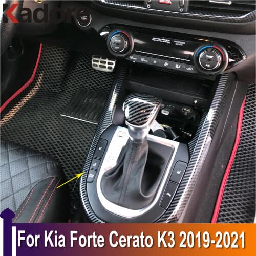 For Kia Forte Cerato K3 2019 2020 Carbon Fiber Gear Shift Panel Cover Car Decoration Trim Interior Accessories Car Styling