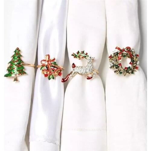 4Pcs Christmas Napkin Rings Napkin Clasps Alloy Napkin Rings Napkin Buckles Dinner Wedding Party Table Decoration