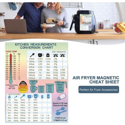 9.84*5.91inch Air Fryer Magnetic Times Cheat Sheet for Food Images Cook Time For Pot Air Fryer Cooking Accessories