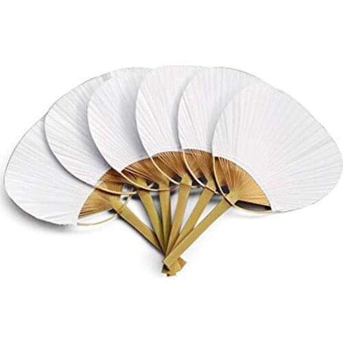 Hot sale 36 Pcs/Lot white wedding fan white bamboo fan Wedding White Paddle Fan for Wedding Decoration