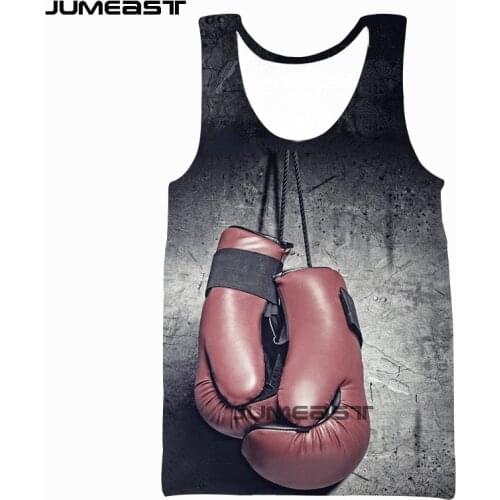 Jumeast Brand Men Women 3D Printed Vest Hanging Boxing Gloves Short Sleeve New Fashion Sport Pullover Summer Tank Tops Tees
