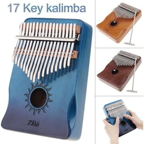 Kalimba 17 Keys Kalimba Thumb Piano Glossy Surface Mahogany with Hand Guard Mbira Musical Instrument