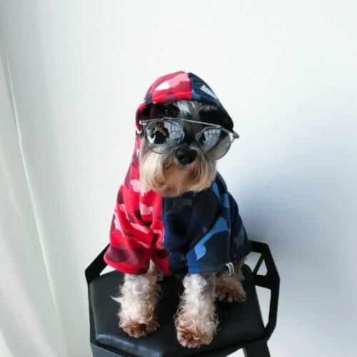 Camouflage Winter Dog Hoodie for Small Dogs Fashion Schnauzer Jacket Shark Pattern French Bulldog Coat Puppy Costume Outfit A38