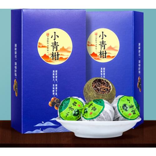 China Little Green Mandarin pu er tea Xiaoqing 4 grains in gift box pu erh puerh tea dried orange peel ripe puer tea