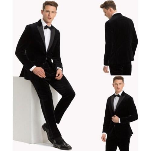 Handsome Groom Men Tuxedos Custom Made Peaked Lapel Pocket Gentlemen Blazer 2 Piece Set (Pants +Jacket) Wedding Prom Coat