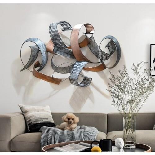 Nordic Creative Wrought Iron Circle Wall Hangings Home Livingroom Wall Mural Decoration TV Sofa Background Wall Sticker Crafts