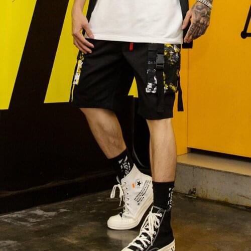 2020 Summer short pants for men Big pockets Elastic waist Hiphop shorts Black color