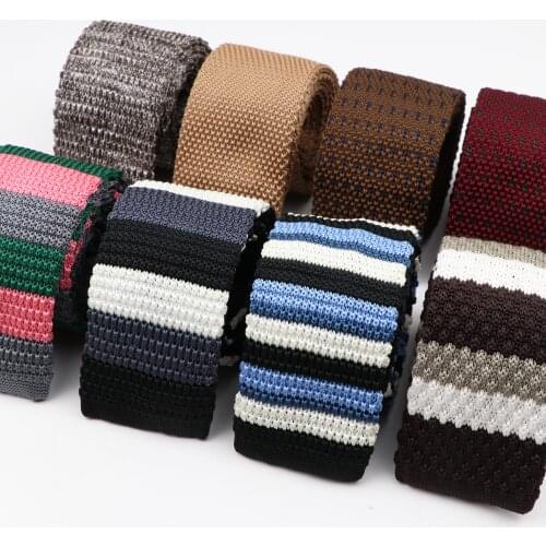 Fashion Mens Colourful Knitted Necktie Narrow 6CM Classic Woven Cravate Trendy Striped Skinny Ties For Dinner party Daily Wear