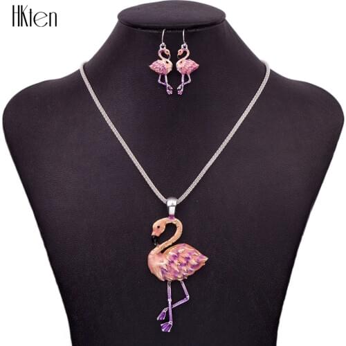 MS1504433 Fashion Flamingo Jewelry Sets High Quality Necklace Earring Sets Bright Colors Wholesale Price Animal Necklace Earring
