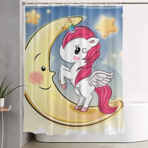 Unicorn 3D Print Nordic Style Shower Curtain Set Hook Home Decoration Bathroom Waterproof Customized Dropshipping Polyester