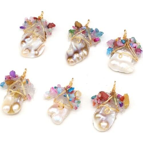 Natural Winded Pearl Beads Pendant Charms Irregural Shape Freshwater Pearl Beads Pendant for Making Jewelry Necklace 35x55mm